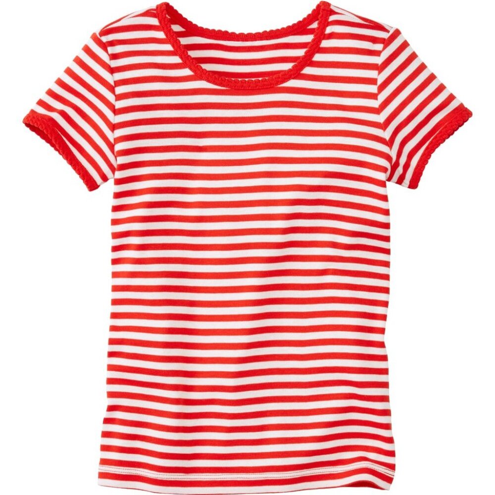 Hanna Andersson Red & White Stripe Very Güd Pima Tee Girls Size 4 Yrs (100 cm)